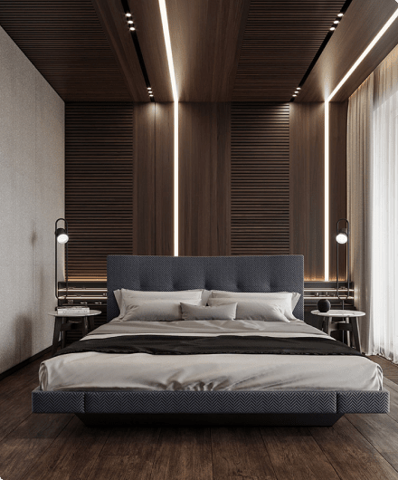 bed in the bedroom